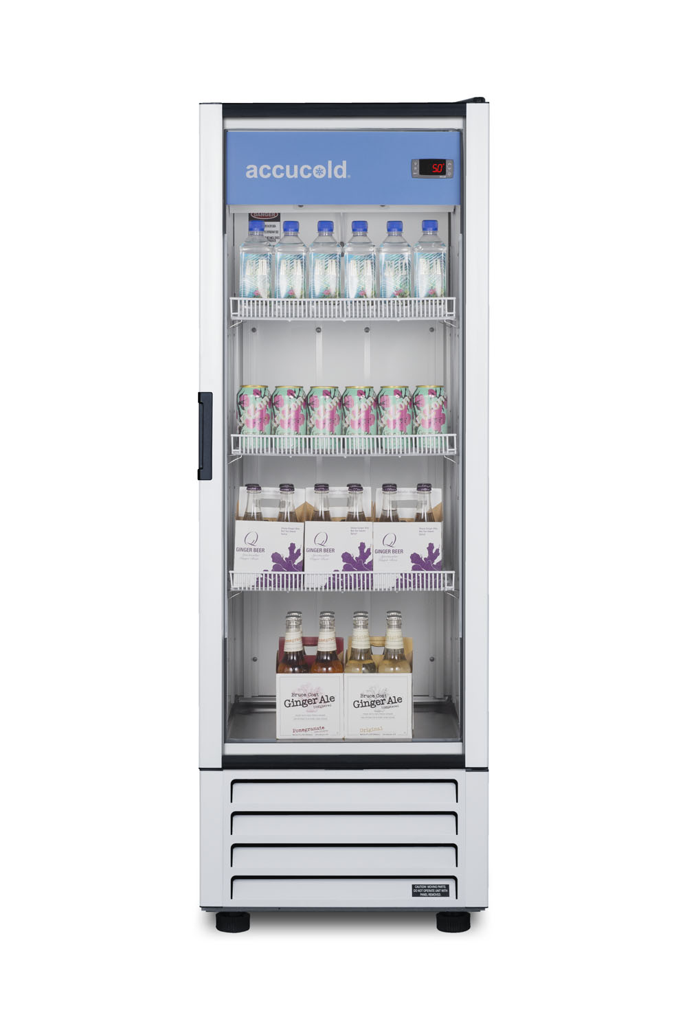 7.56 cu.ft. commercial beverage center with self-closing glass door and digital controls